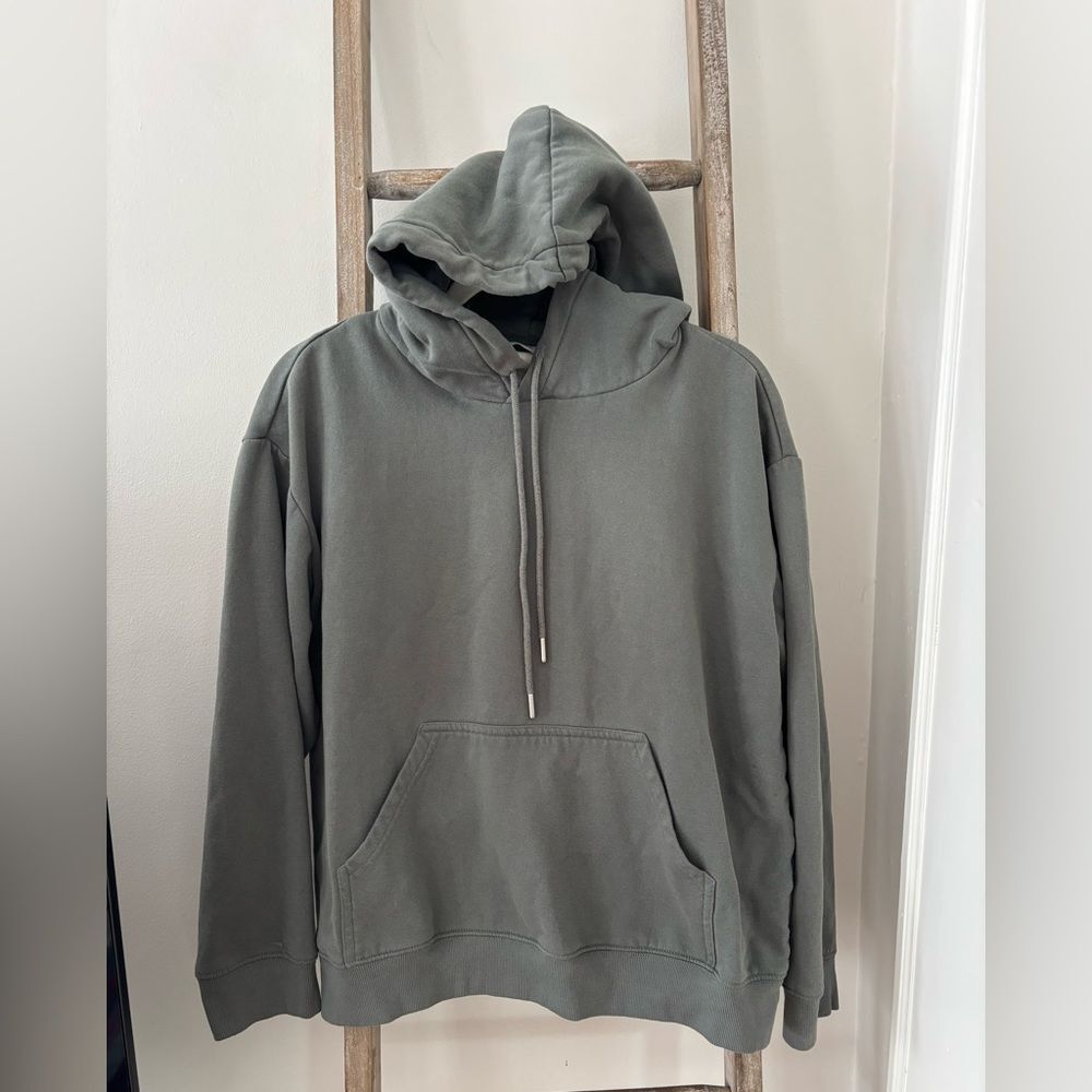 Teal Gray Hoodie with Front Pocket